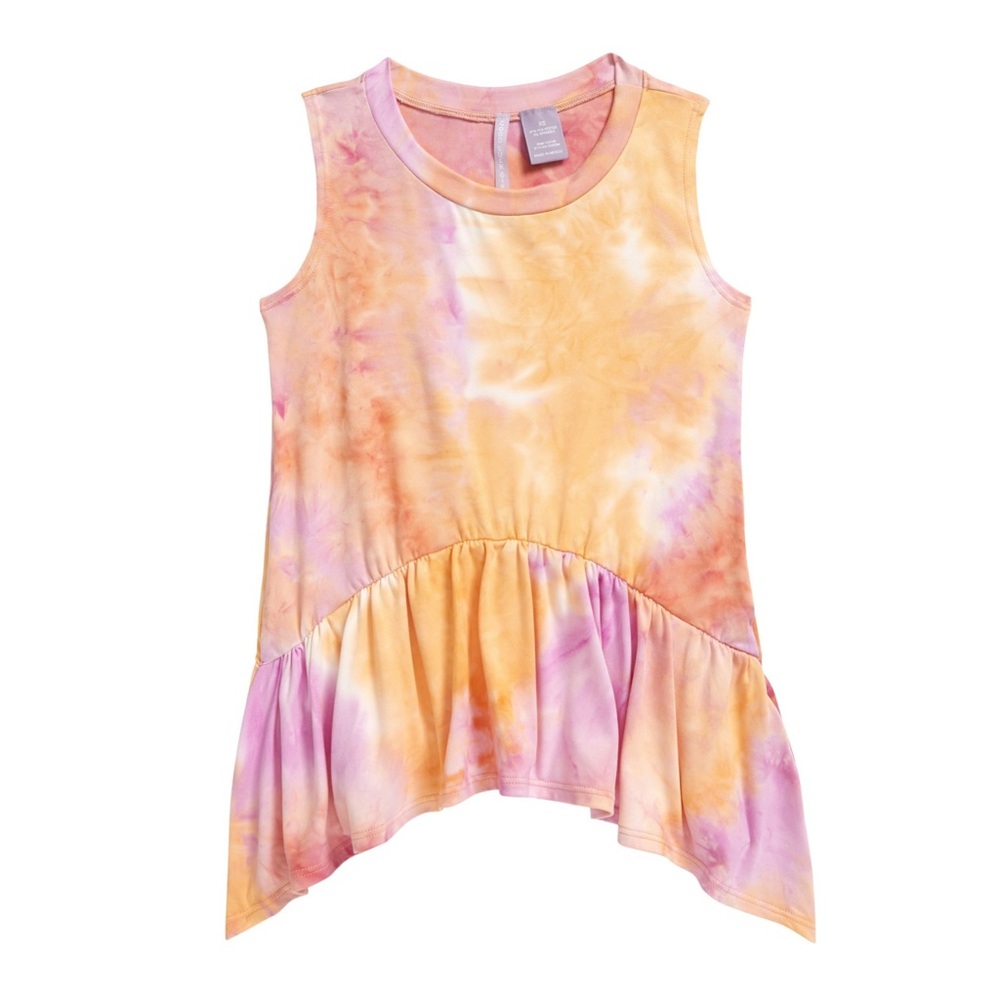 Good Luck Girl Girls Tie Dye Peplum Tank Top Size L